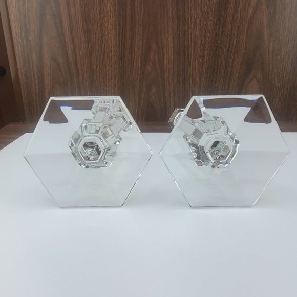 Vintage Val St. Lambert Crystal Gardenia 9" Candlesticks - Picture 7 of 11